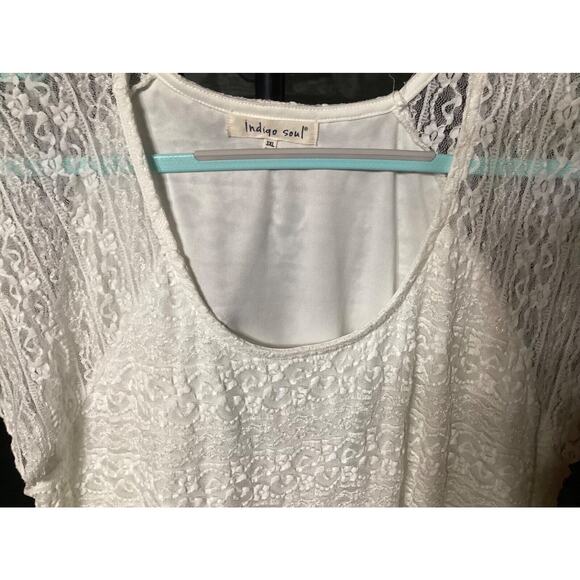 Indigo Soul Women's Lined Shirt Dress 3XL Ivory Lace Bell Sleeve - Picture 4 of 7